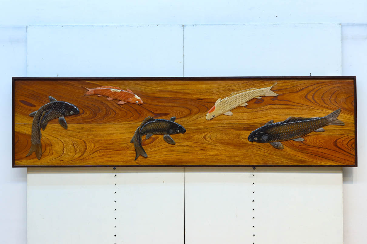 幅1989ミリ 優雅に泳ぐ鯉の姿が風流な長尺欄間 EZ2690 – 古福庵