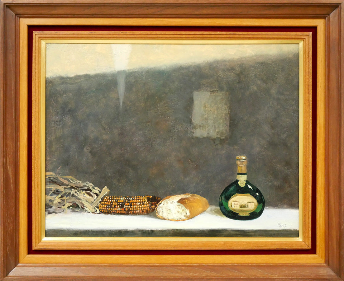 赤穴宏「パンのある静物」油絵・P10号 絵画買取・販売の小竹美術