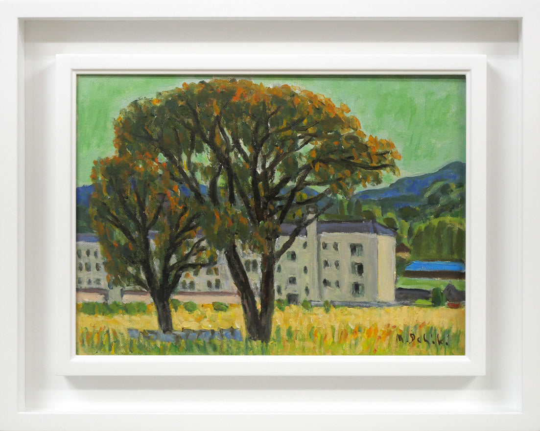 一木万寿三「山の手風景」油絵・F4号 絵画買取・販売の小竹美術