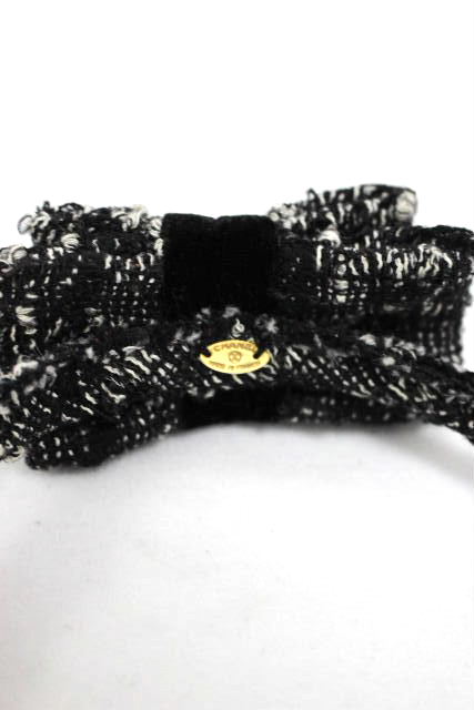 シャネル [ CHANEL ] ツイード リボン カチューシャ ブラック 黒