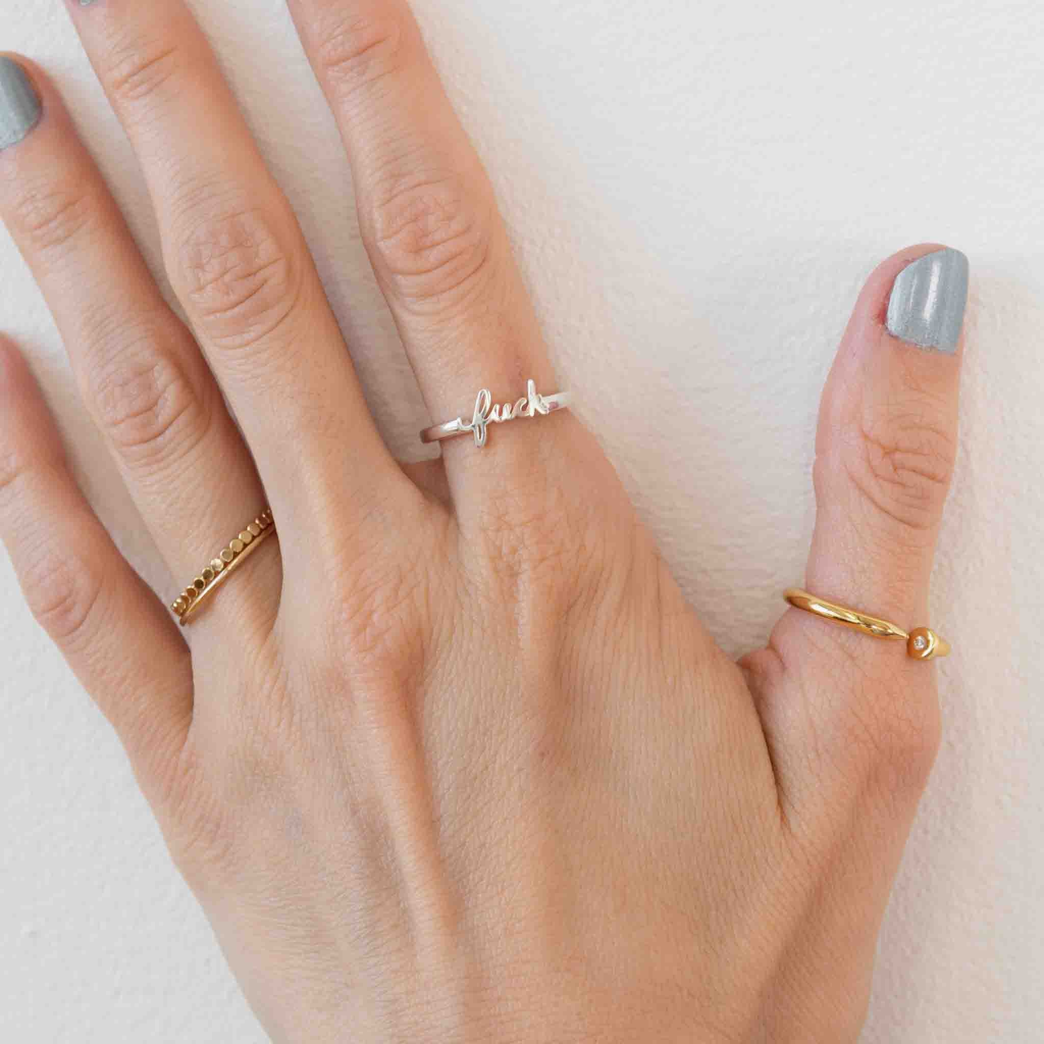 Edgy Nail Ring | 14k Gold or Sterling Silver | Larissa Loden