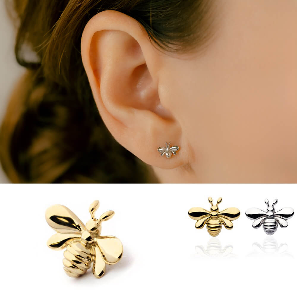 蜂のボディピアス │K18/プラチナ ハチの軟骨ピアス – PICOLLET