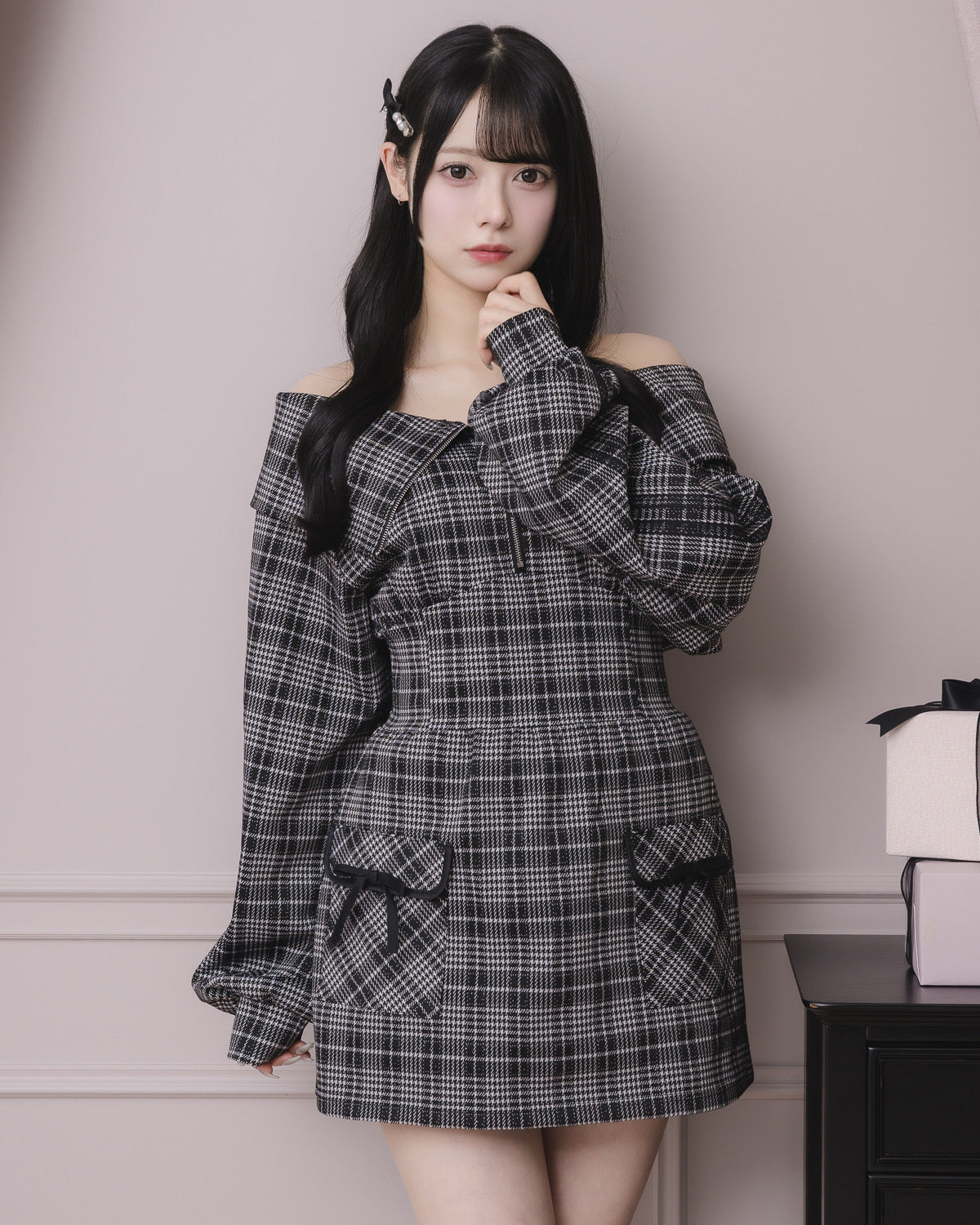 レースラインチェックカットワンピース – pium