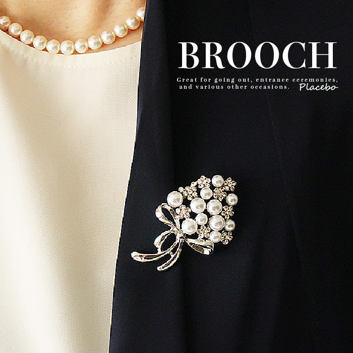 パール×ビジューブーケブローチ 56039