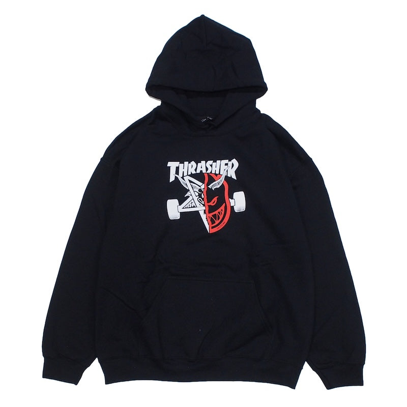THRASHER x SPITFIRE コラボフードスウェット ブラック | ストリート