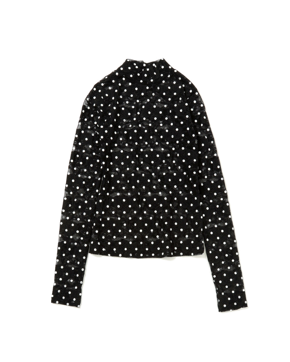 Dot lace see-through top (high neck) black