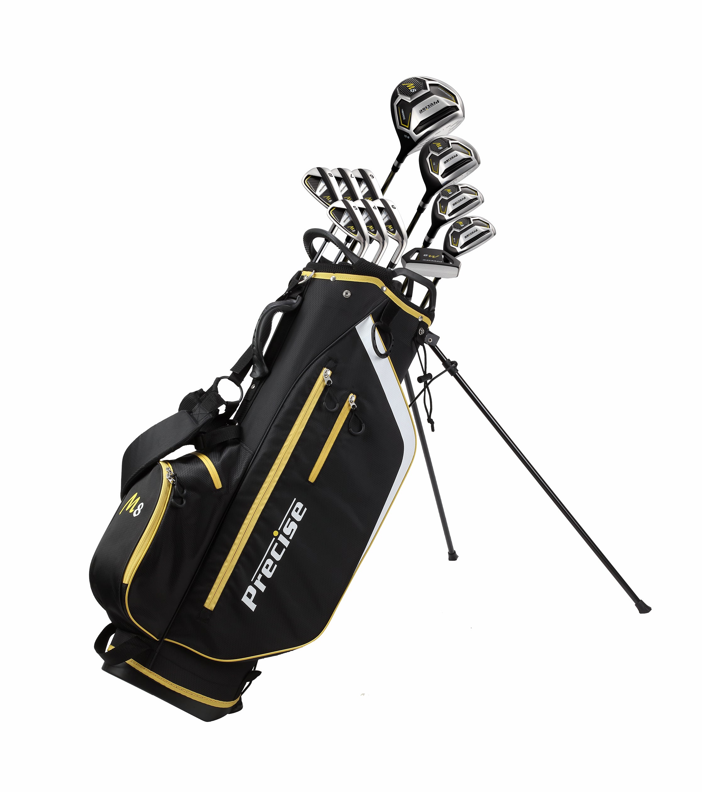 PRECISE M8 MEN'S 17 PIECE GOLF SET, FEATURING KEVLAR GRAPHITE SHAFTS,