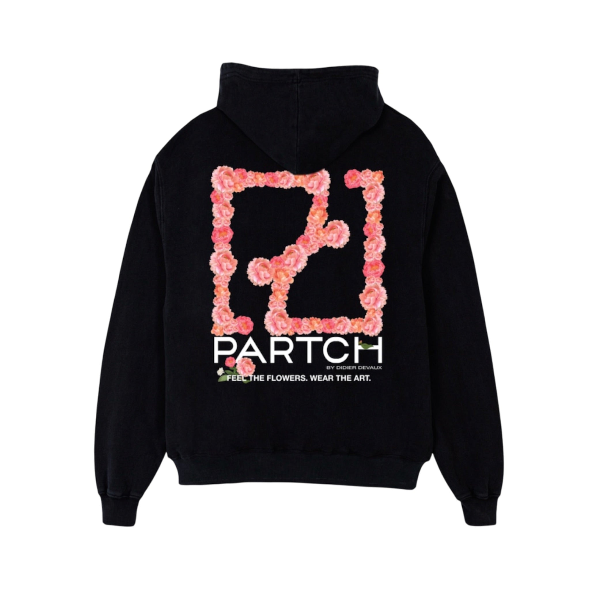 Partch Flower Hoodie Black Oversized Cotton for Men – PARTCH