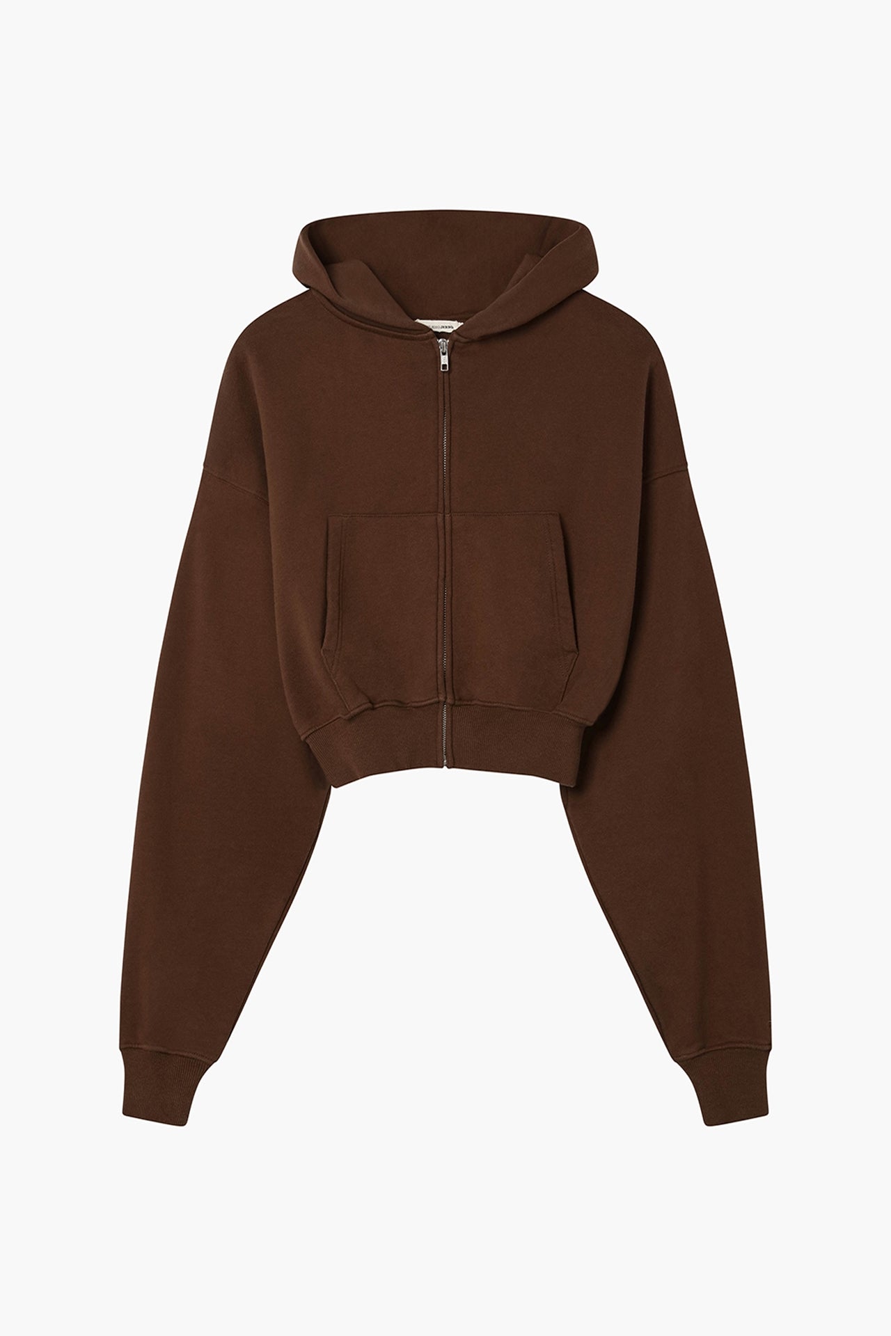 Cropped Zip Hoodie Brown