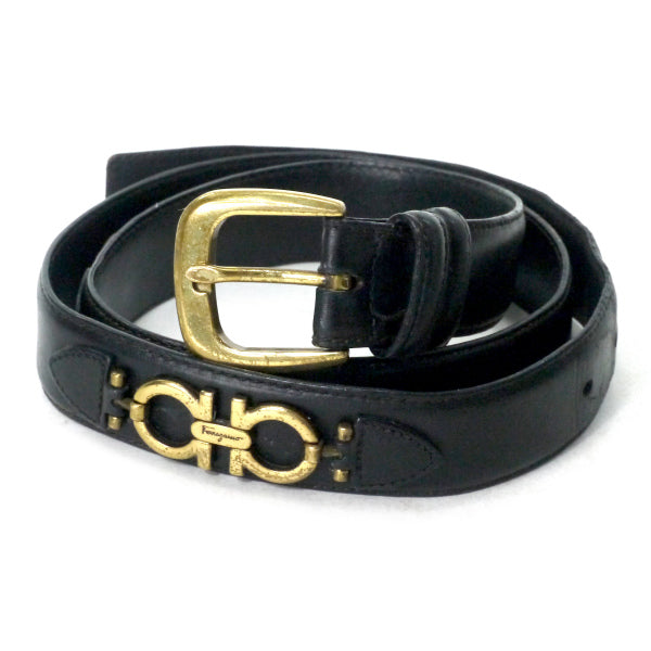 Ferragamo ガンチーニ レザーベルト（黒） – Vintage Shop Rococo