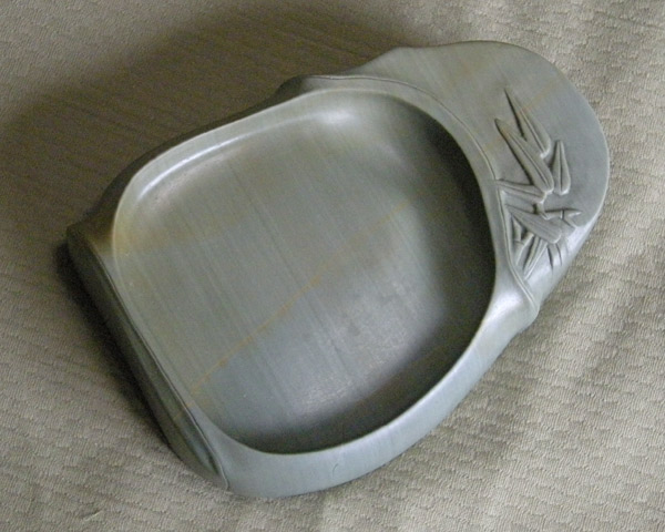 ⭕️中国緑端渓硯 長方研 石紋が綺麗 硯陰中彫り