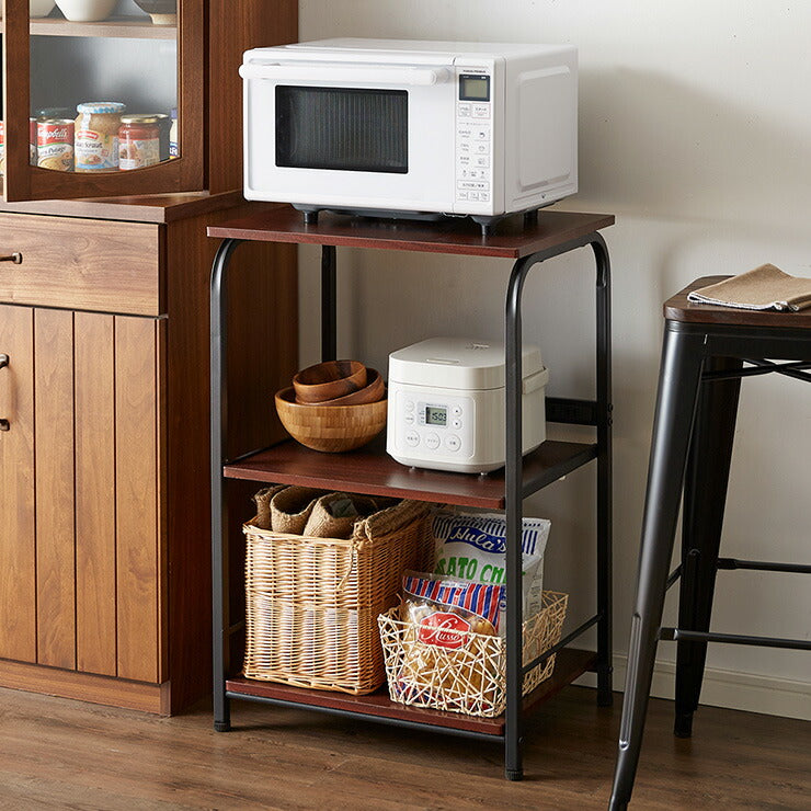 レンジラック コンセント ロータイプ 幅55 高さ83 スライド棚 アイアン