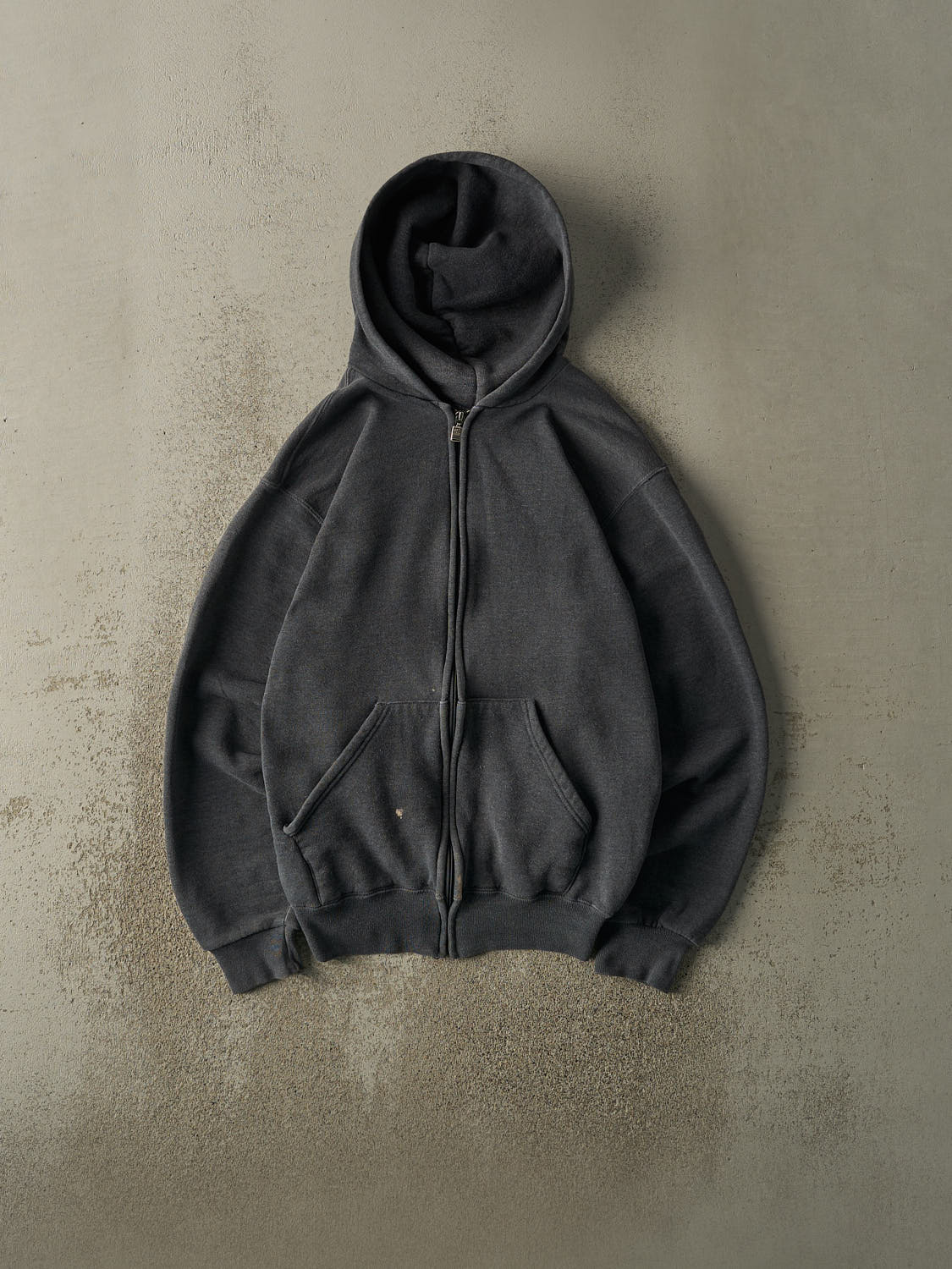 Vintage 90s Charcoal Grey Russell Athletic Zip Up Hoodie (S/M
