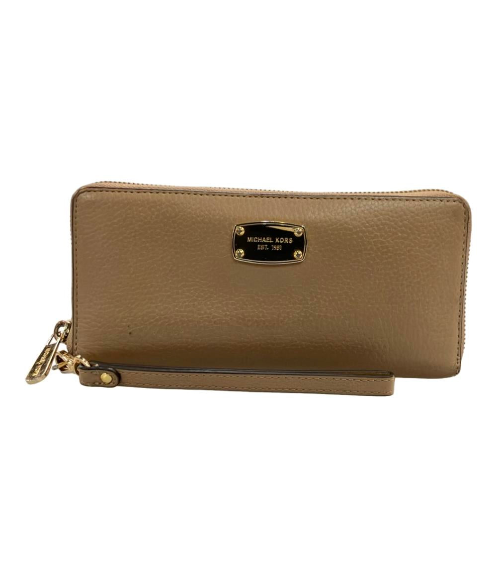 マイケルコース ラウンドファスナー二つ折り長財布 ストラップ付き