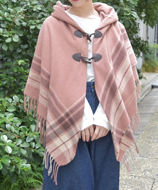 サイドラインチェックポンチョ | axes femme online shop -outlet-