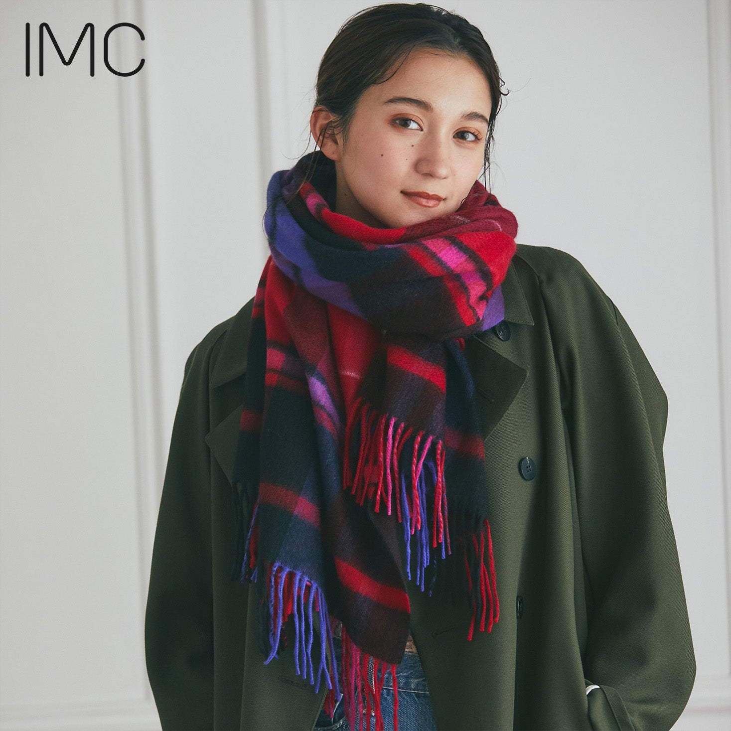 カシミヤ大判ストール チェック柄 チェックピンク – INTERMODE KAWABE