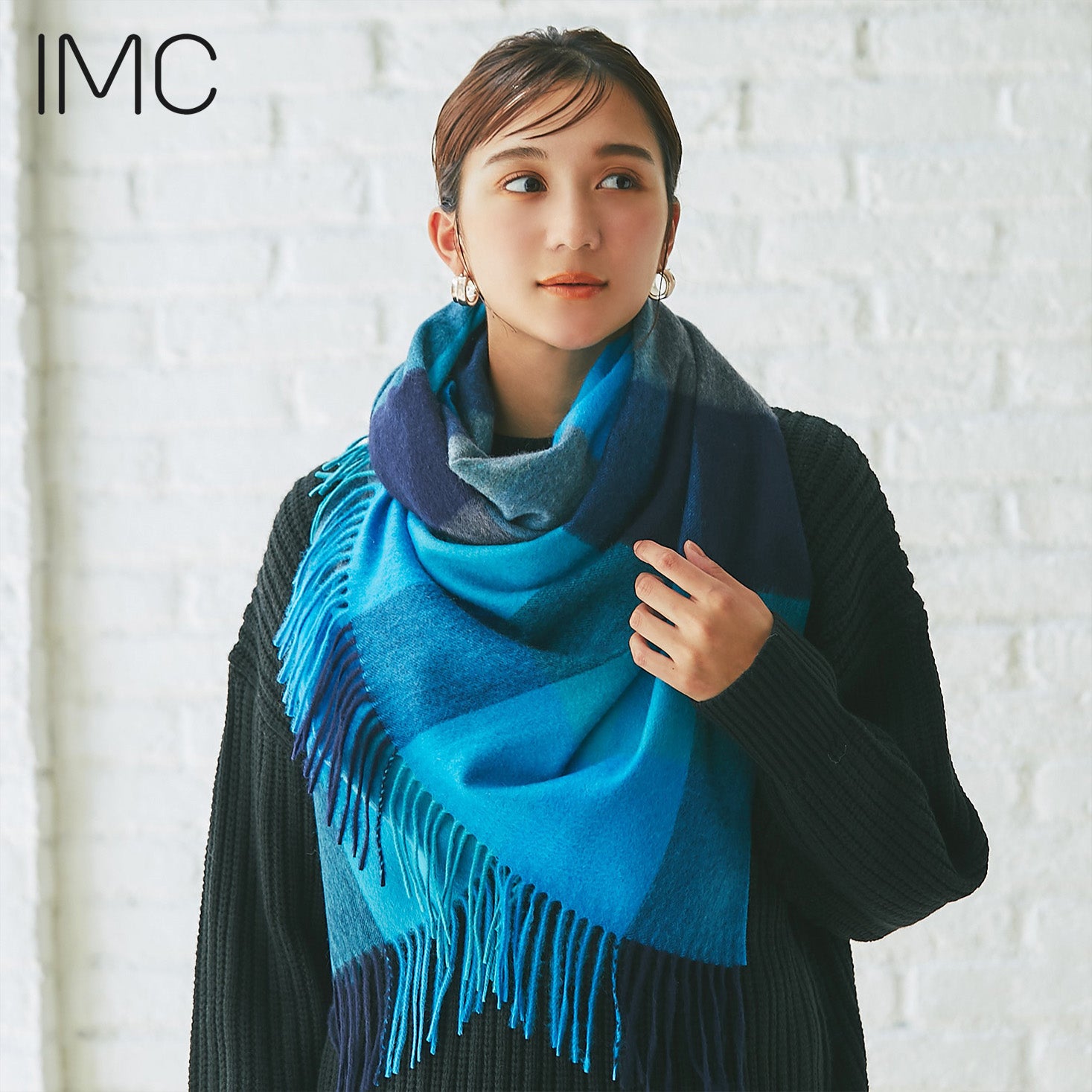 カシミヤ大判ストール チェック柄 チェックエメラルド – INTERMODE KAWABE