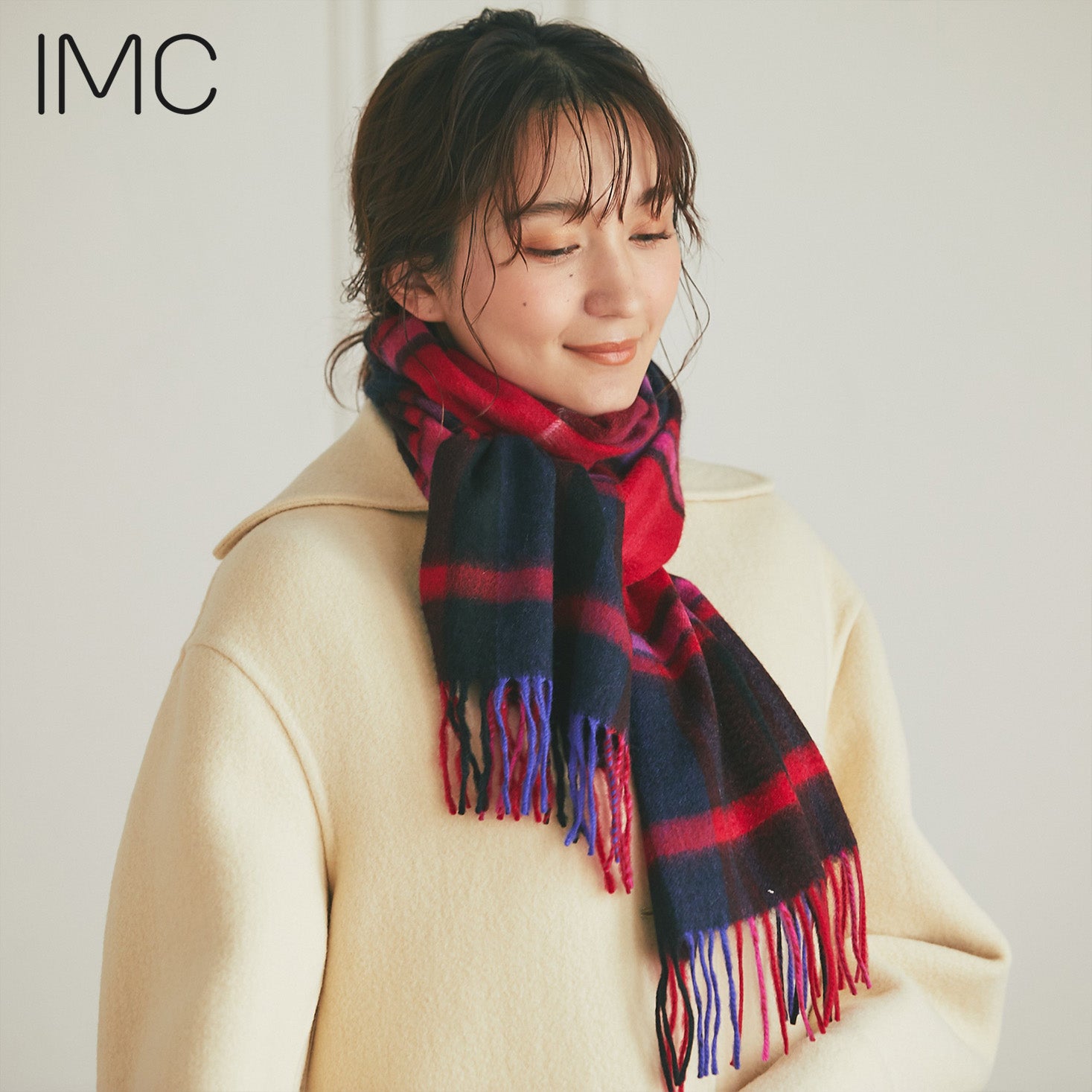 カシミヤ100% マフラー チェック柄 チェックピンク – INTERMODE KAWABE
