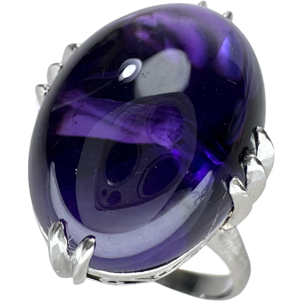 10.5号 カボションカットアメジスト リング・指輪 Pt850プラチナ 5.8g