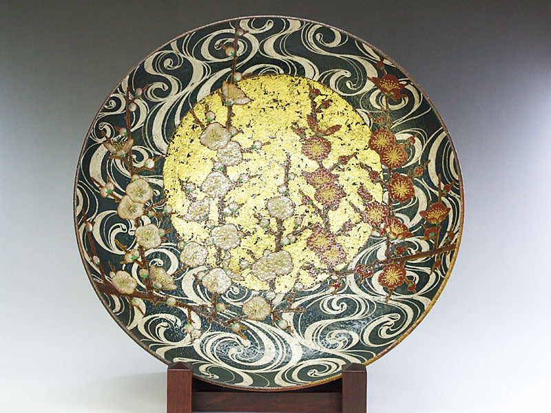 九谷焼【谷敷正人作】月に紅白梅 飾皿 – 漆陶舗あらき 輪島塗 九谷焼