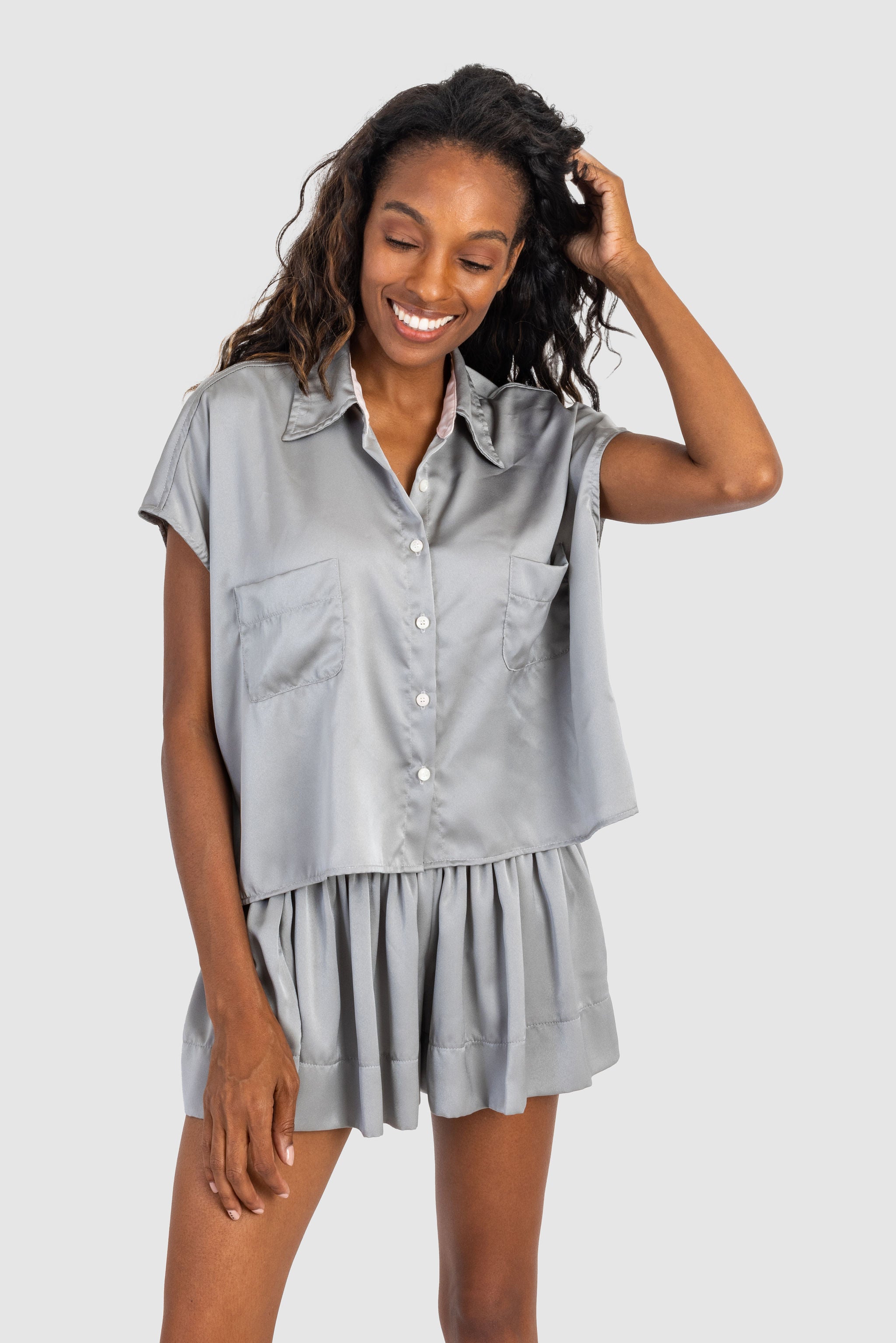 Erica Skirt Shadow Grey Polysatin – Shop KOCH