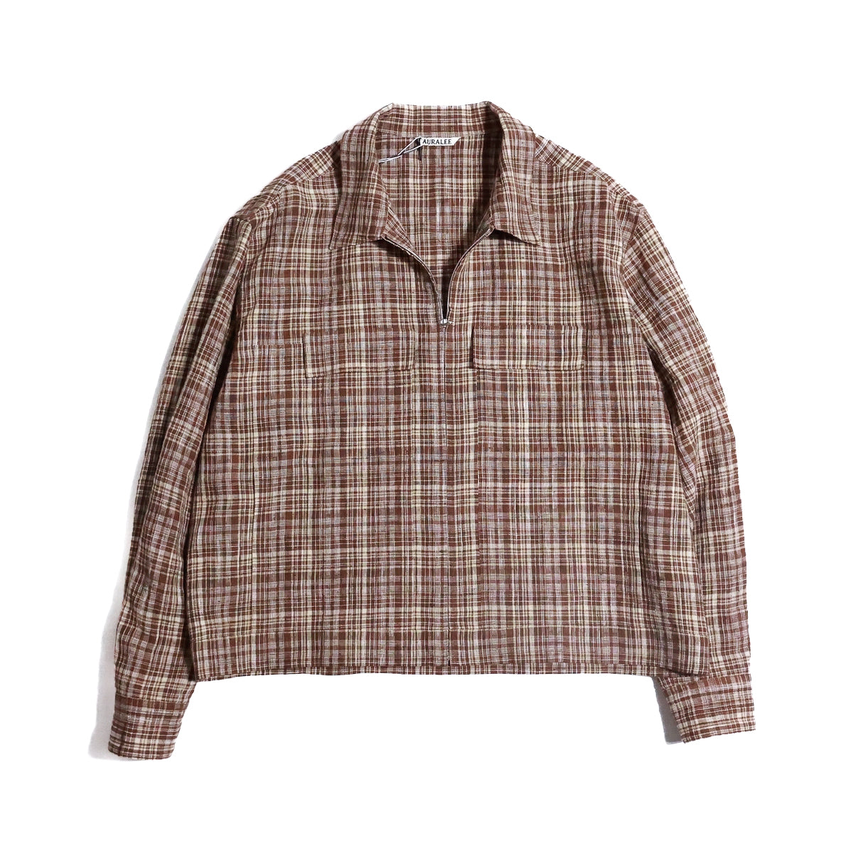 AURALEE 「LINEN SILK CHECK ZIP BLOUSON / BROWN CHECK」 – SISTER