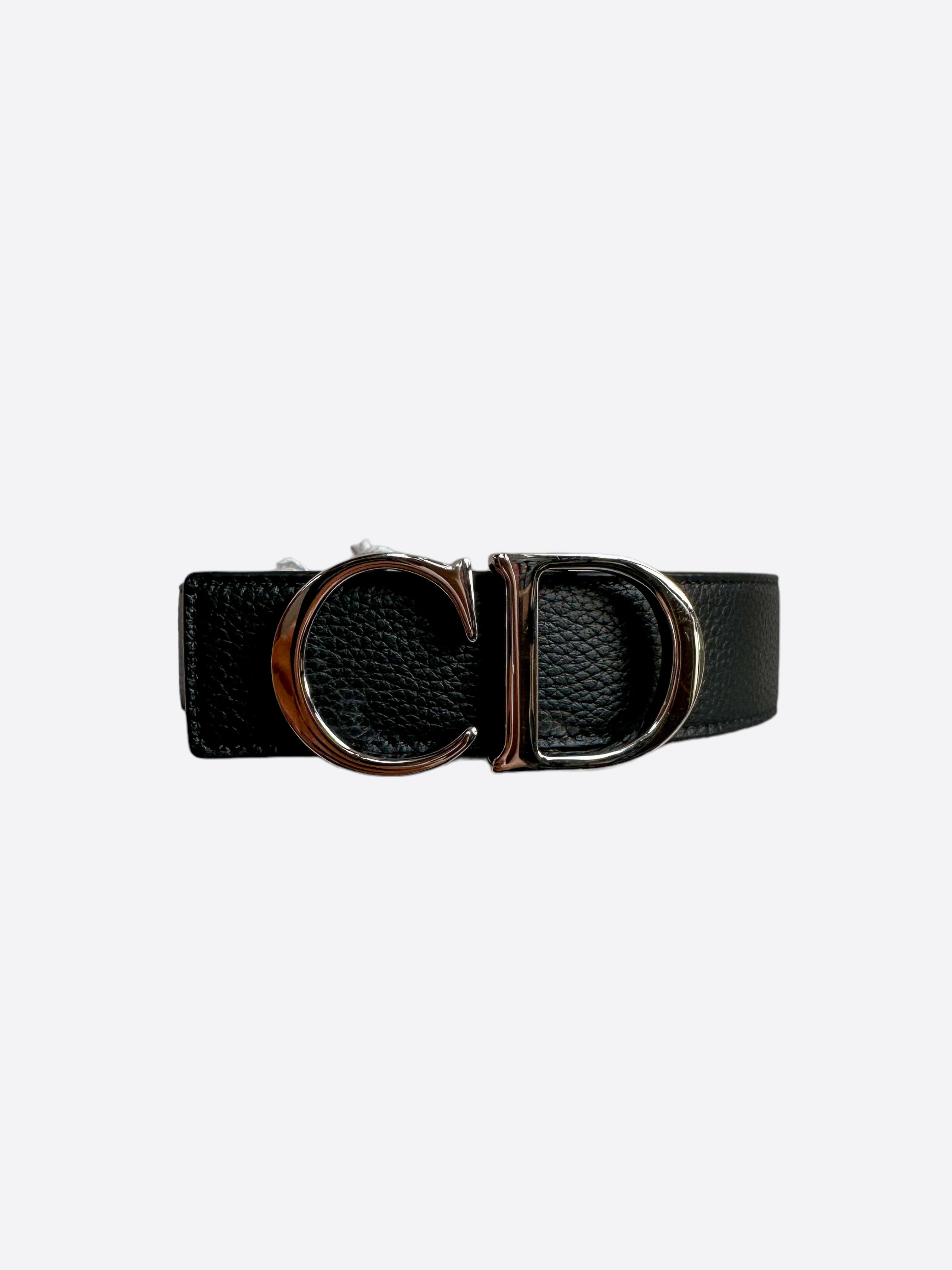 Dior Black & Navy Reversible Silver CD Buckle Belt – Savonches