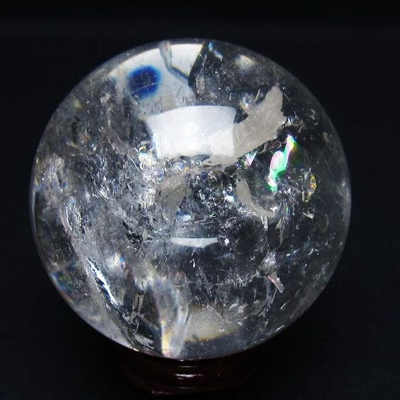 水晶 丸玉 虹入り 65mm スフィア 置物 水晶玉 一点物 151-8816