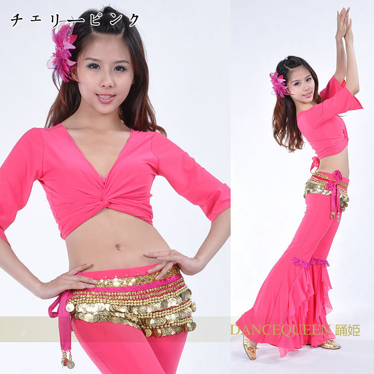 ベリーダンストップス002--「全10色」2Way7分袖チョリ(S06