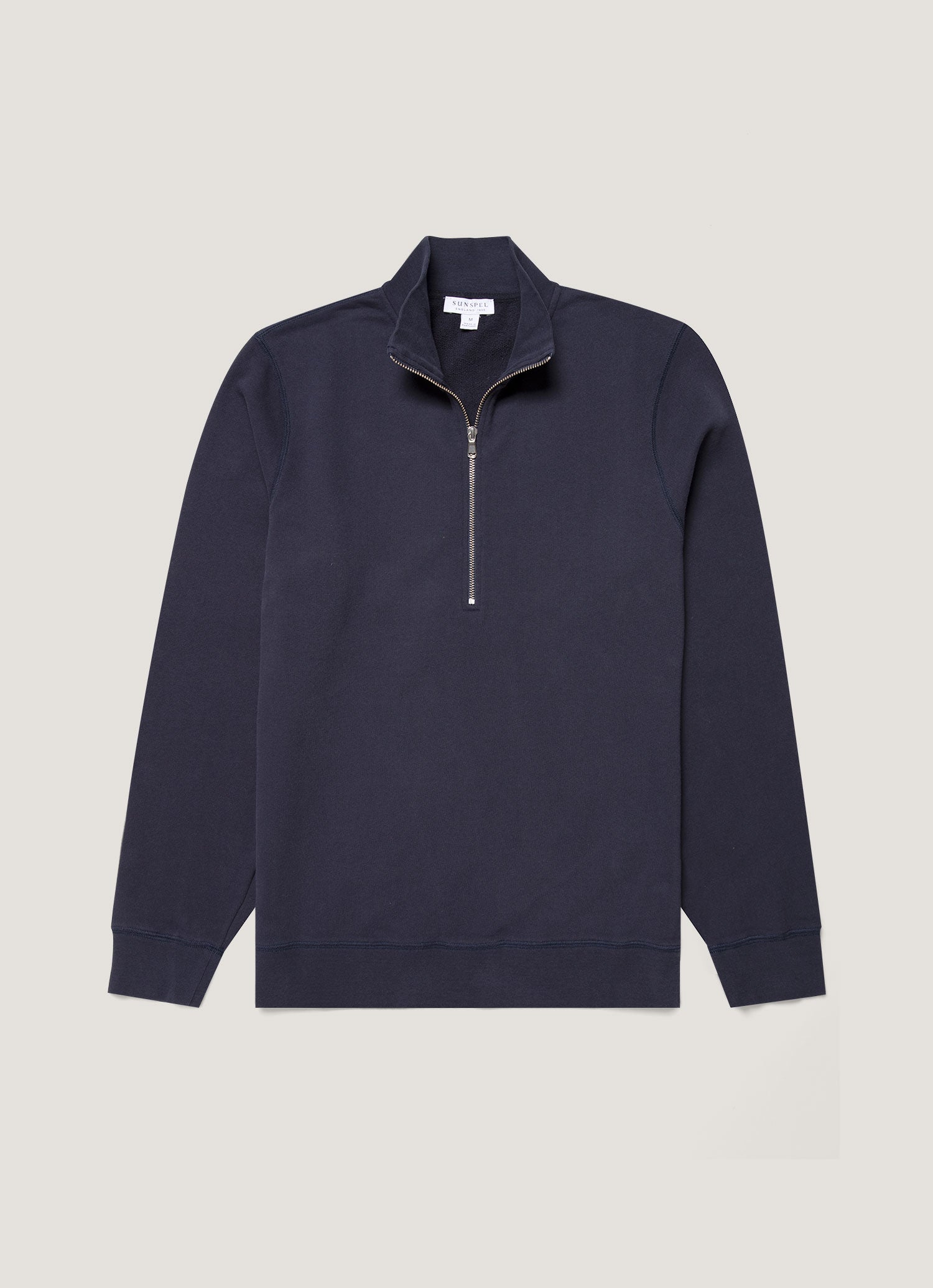 Men's Half Zip Loopback Sweatshirt in Navy | Sunspel