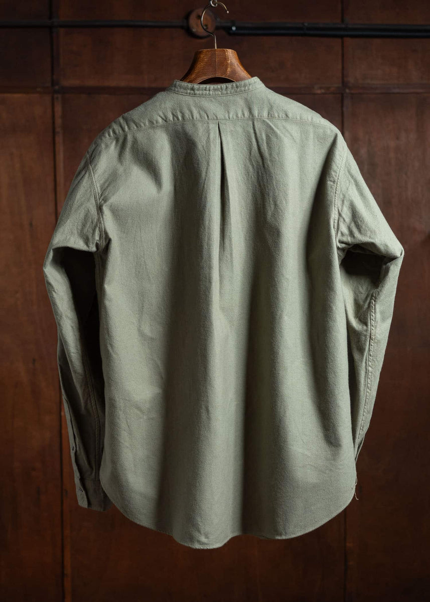 Taiga Takahashi Band Collar Shirt Sage Green Lot.104 – VISION OF