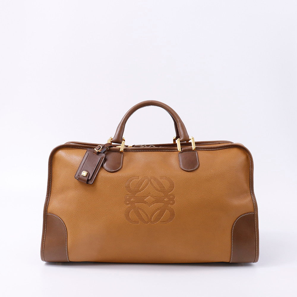 LOEWE アナグラム アマソナ ボストンバッグ ブラウン Leather サイズ50