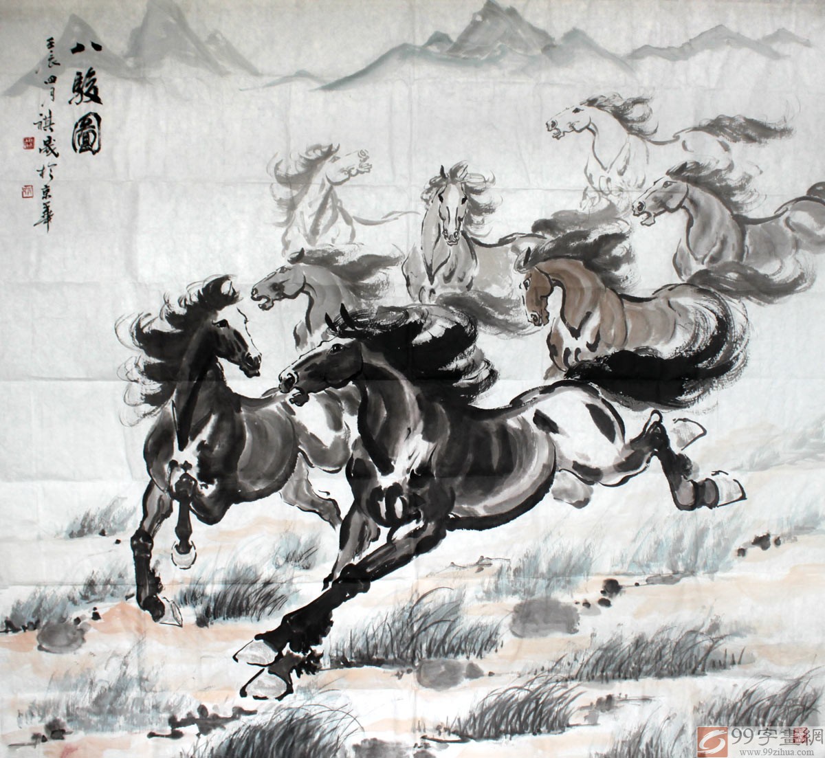 八骏图马到成功家居字画装饰礼品- 骏马图- 99字画网