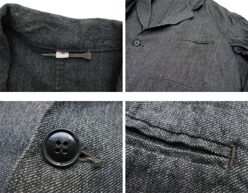 1950年代 フランス ブラックシャンブレー アトリエコート サイズ L