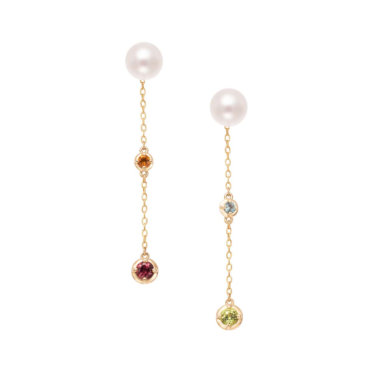 K10イエローゴールドマルチストーンピアス(RPE601-003)|TSUTSUMI