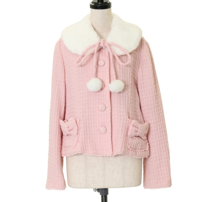 ファンシーリボンショートコート(ラメワッフル)