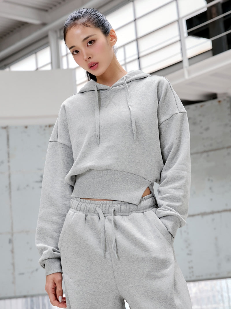 ソフトタッチ スリット入り クロップド丈 パーカー (単品)