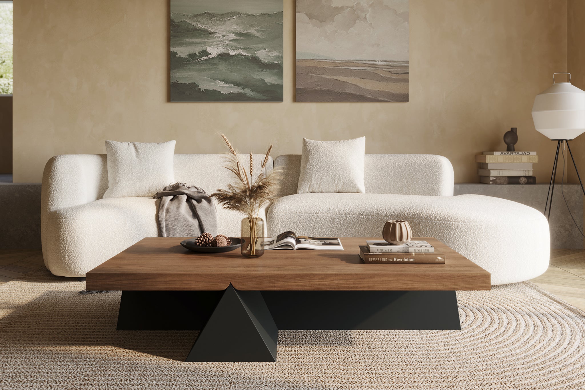 Peak Rectangular Coffee Table-Pyramid Base Design – Acanva Home
