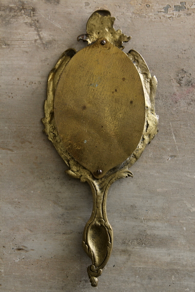 フランスアンティーク ルイ15世 ハンドミラー 青銅製