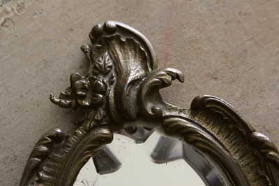 フランスアンティーク ルイ15世 ハンドミラー 青銅製