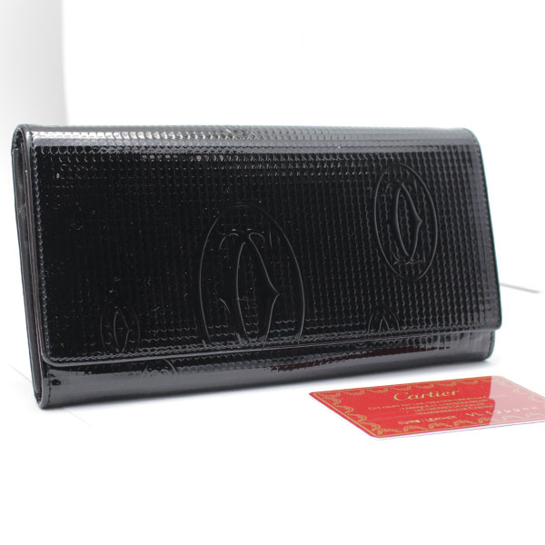 美品 カルティエ 長財布 ハッピーバースデイライン 黒 ブラック