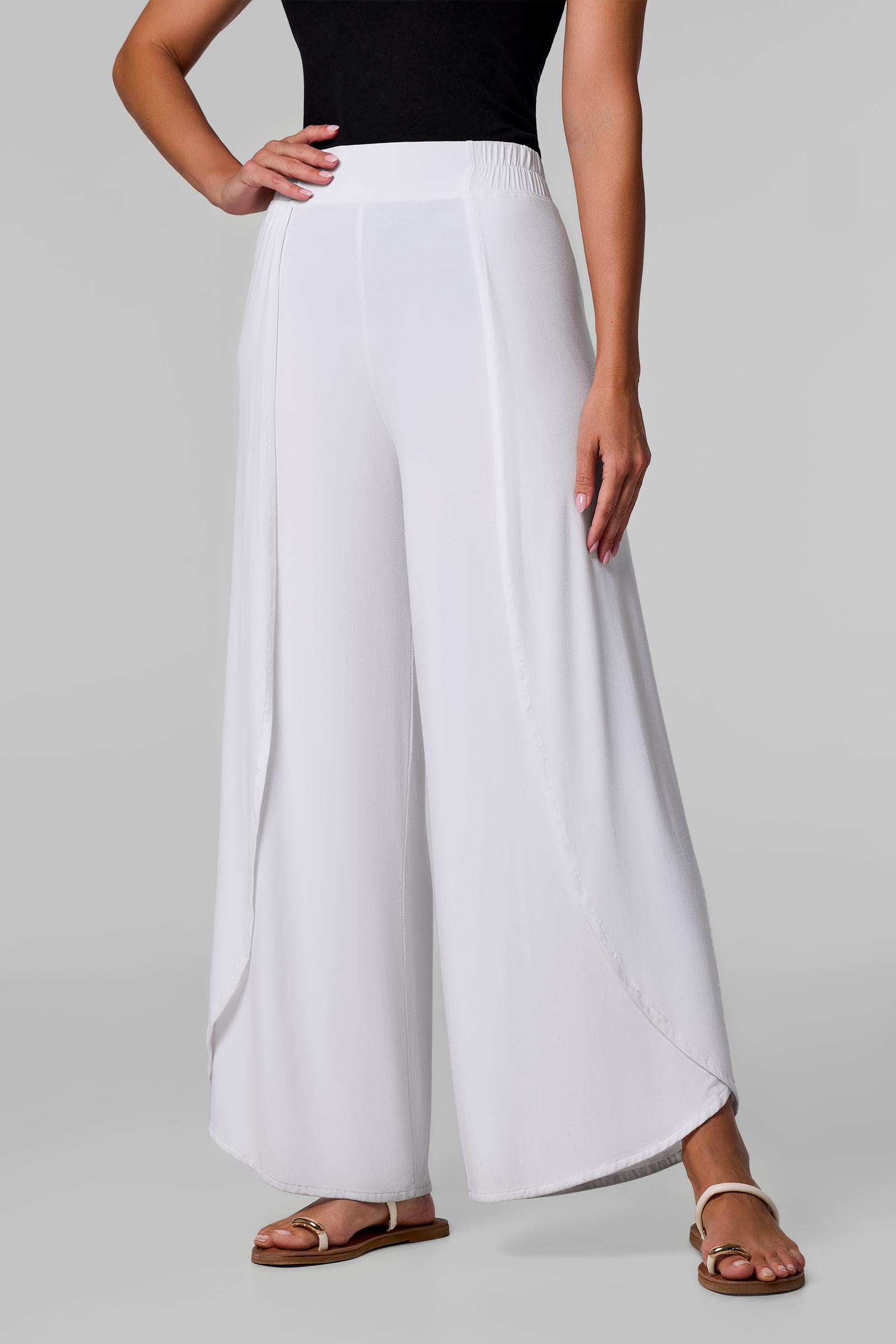 Women's Lynsu Wide Leg Pants with Overlap Detail | White UPF 50+