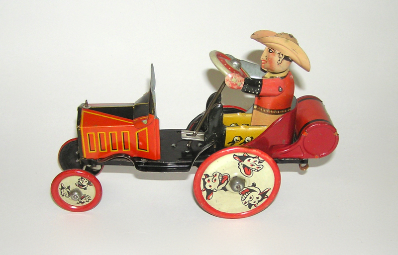 High Grade Marx Whoopie Car Cowboy Driver Tin Wind-Up Clockwork Toy