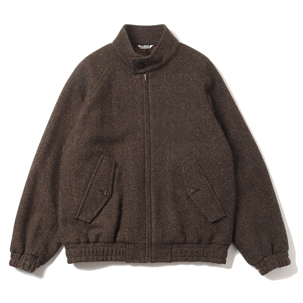LAMA SHETLAND WOOL TWEED ZIP BLOUSON (A24AB03LS) | AURALEE