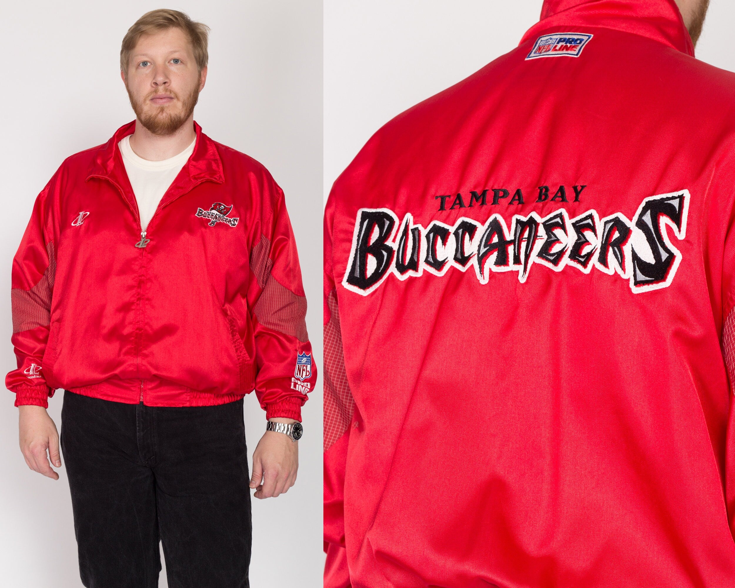 90s Tampa Bay Buccaneers NFL Pro Line Red Satin Jacket - 2X