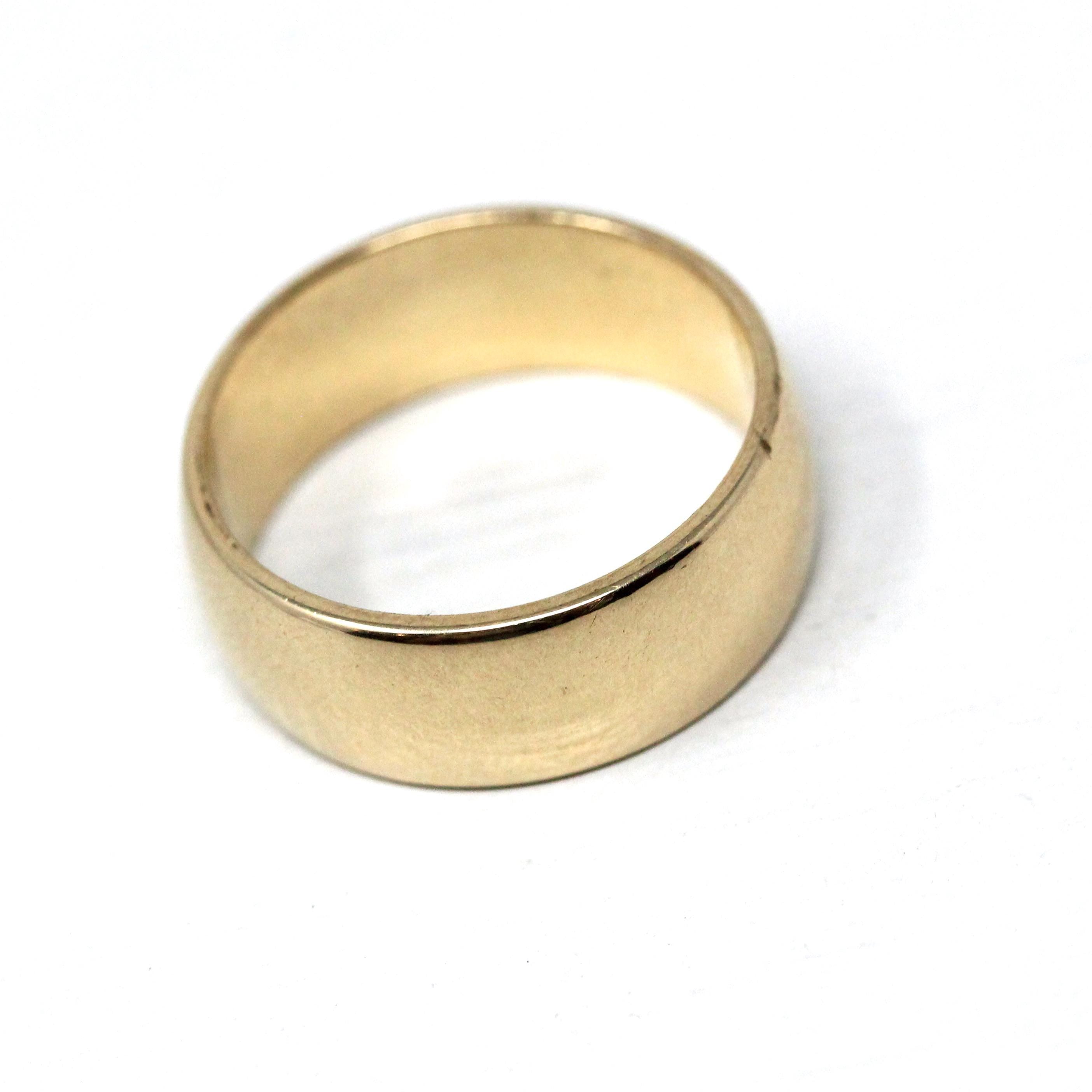 Vintage Ring Band - 7.18 MM Wide 9k Yellow Gold London England UK