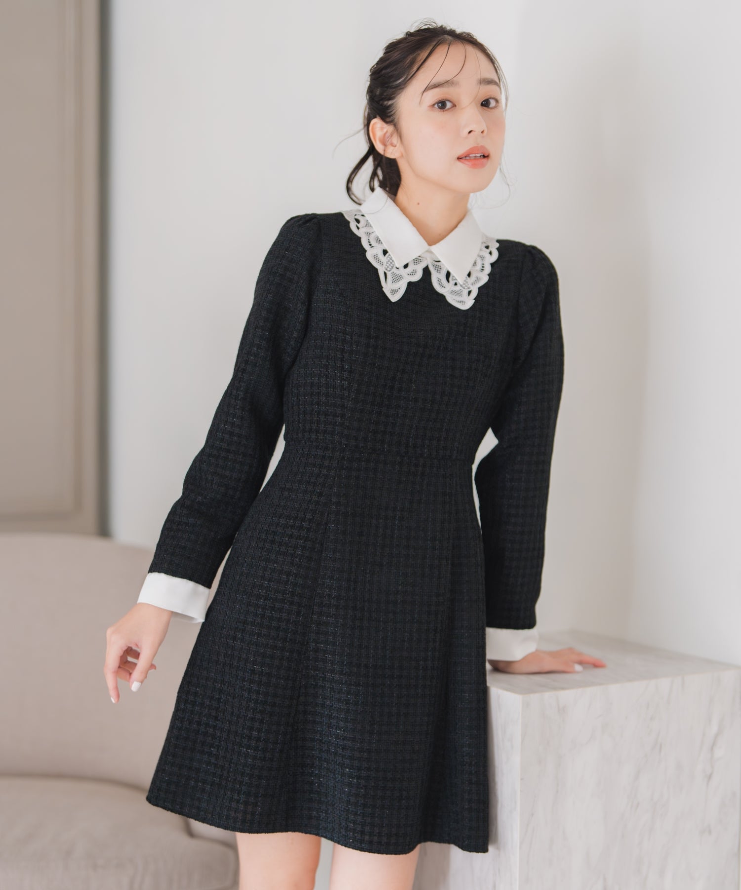 レース襟付きツイードミニワンピース/MM547420 – MISCH MASCH|31 Sons