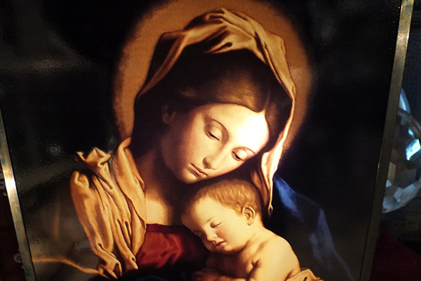 アートグラスフレーム 聖母マリア＆幼児イエスキリスト 聖母子像 Art