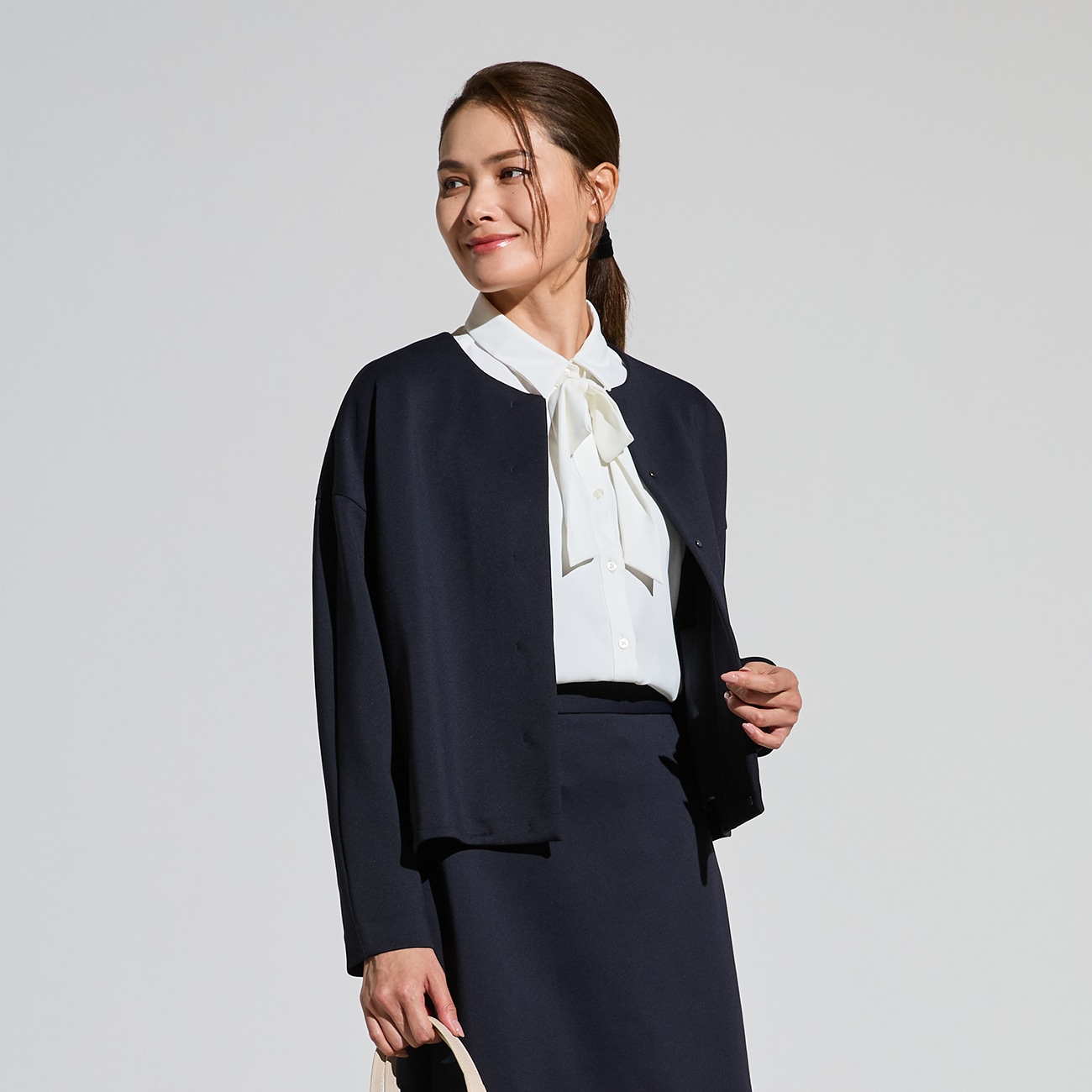 アウトレット]らくちんセットアップ ダンボールニット ノーカラー