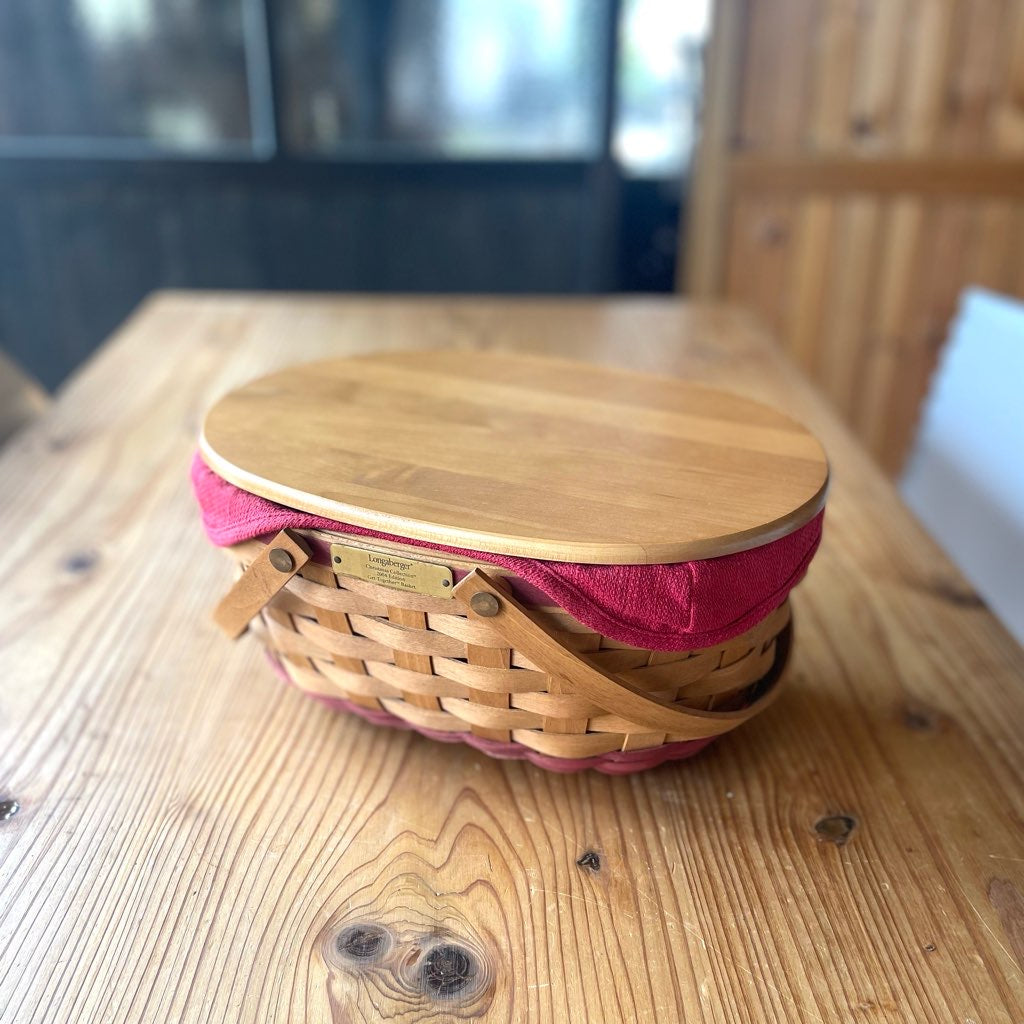 ロンガバーガー / Longaberger バスケット 大 蓋つきかご 中古